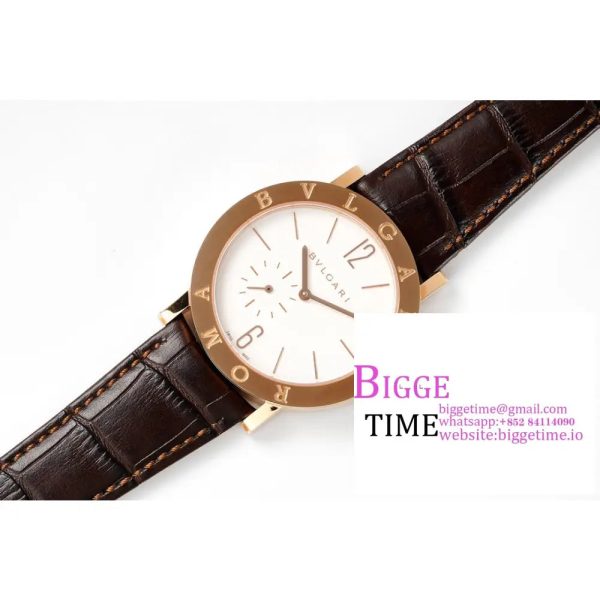 Bvlgari Roma 41mm RG White Dial Brown Leather Strap BVF MY9015 - Image 3
