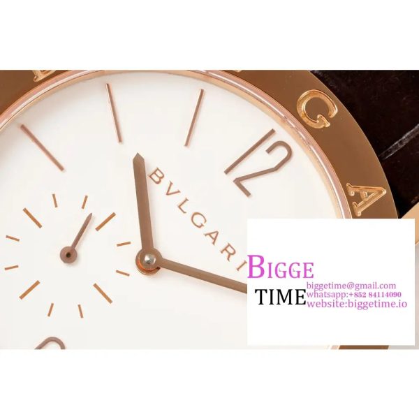 Bvlgari Roma 41mm RG White Dial Brown Leather Strap BVF MY9015 - Image 6