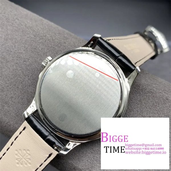 Calatrava 5227 SS ZF 1:1 Best Edition White Dial on Black Leather Strap 324CS - Image 6