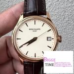 Calatrava 5227R RG ZF 1:1 Best Edition White Dial on Brown Leather Strap A324CS