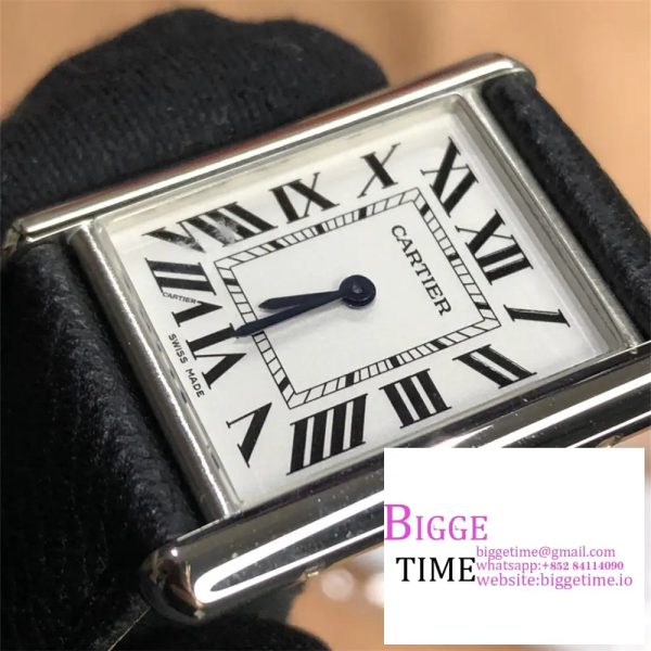 Cartier Tank Must Small K11F 1:1 Best Edition White Dial on Black Leather Strap Ronda Quartz - Image 2