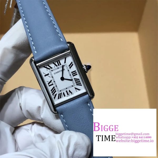 Cartier Tank Must Small K11F 1:1 Best Edition White Dial on Black Leather Strap Ronda Quartz - Image 3
