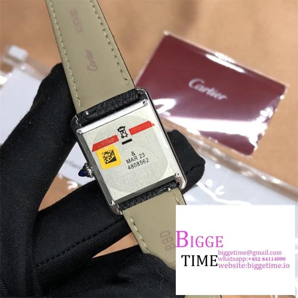 Cartier Tank Must Small K11F 1:1 Best Edition White Dial on Black Leather Strap Ronda Quartz - Image 7