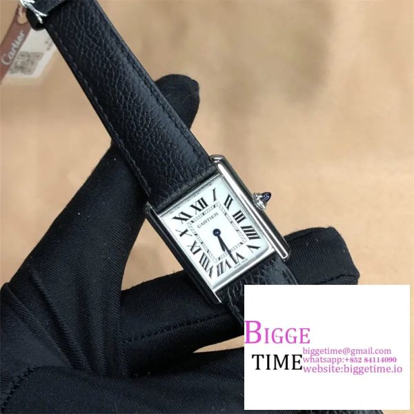 Cartier Tank Must Small K11F 1:1 Best Edition White Dial on Black Leather Strap Ronda Quartz - Image 3
