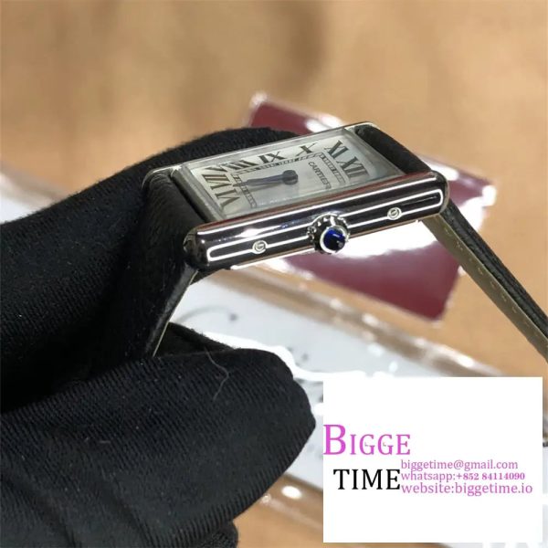 Cartier Tank Must Small K11F 1:1 Best Edition White Dial on Black Leather Strap Ronda Quartz - Image 5