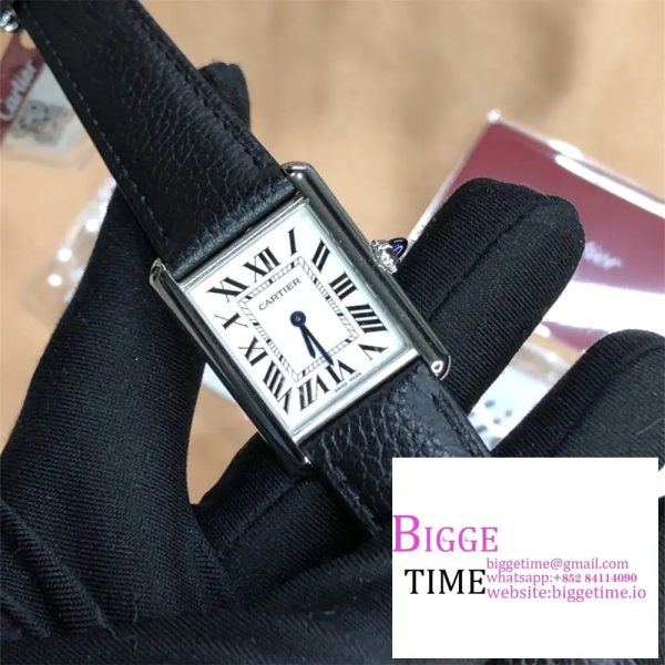 Cartier Tank Must Small K11F 1:1 Best Edition White Dial on Black Leather Strap Ronda Quartz - Image 4