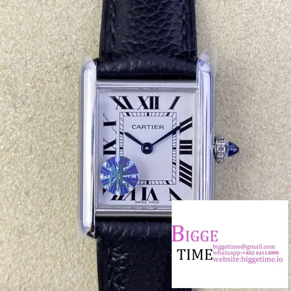 Cartier Tank Must Small K11F  1:1 Best Edition White Dial on Black Leather Strap Ronda Quartz V3