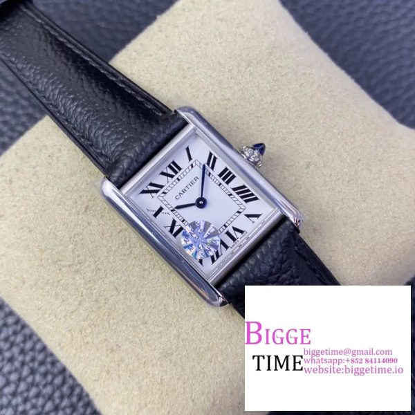 Cartier Tank Must Small K11F  1:1 Best Edition White Dial on Black Leather Strap Ronda Quartz V3 - Image 2