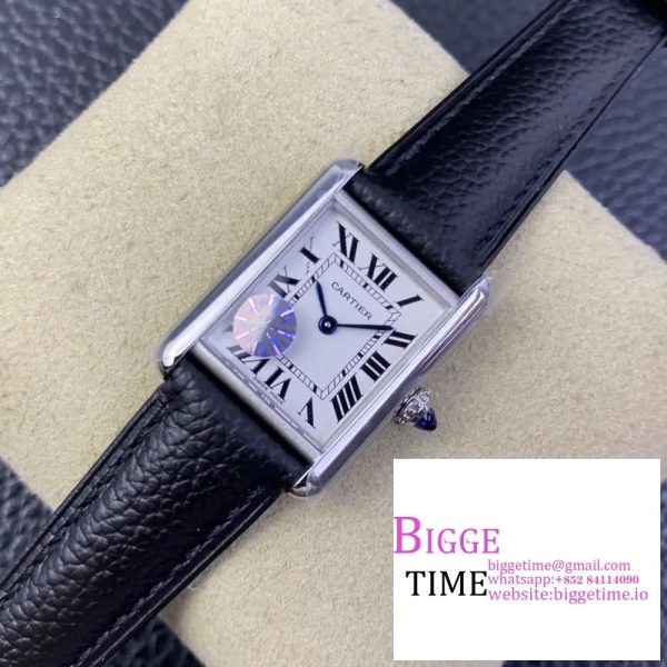 Cartier Tank Must Small K11F  1:1 Best Edition White Dial on Black Leather Strap Ronda Quartz V3 - Image 5