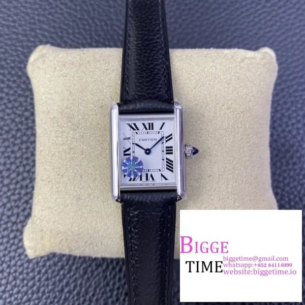 Cartier Tank Must Small K11F  1:1 Best Edition White Dial on Black Leather Strap Ronda Quartz V3 - Image 3