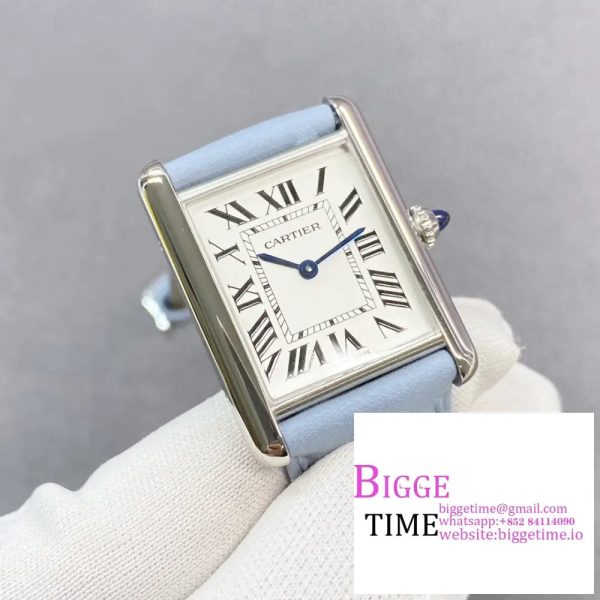 Cartier Tank Must Small K11F 1:1 Best Edition White Dial on Blue Leather Strap Ronda Quartz V3 - Image 3