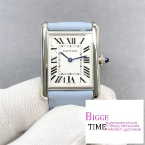 Cartier Tank Must Small K11F 1:1 Best Edition White Dial on Blue Leather Strap Ronda Quartz V3