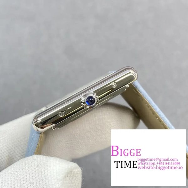 Cartier Tank Must Small K11F 1:1 Best Edition White Dial on Blue Leather Strap Ronda Quartz V3 - Image 5