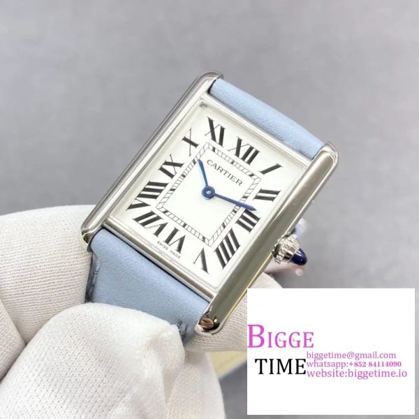 Cartier Tank Must Small K11F 1:1 Best Edition White Dial on Blue Leather Strap Ronda Quartz V3 - Image 2