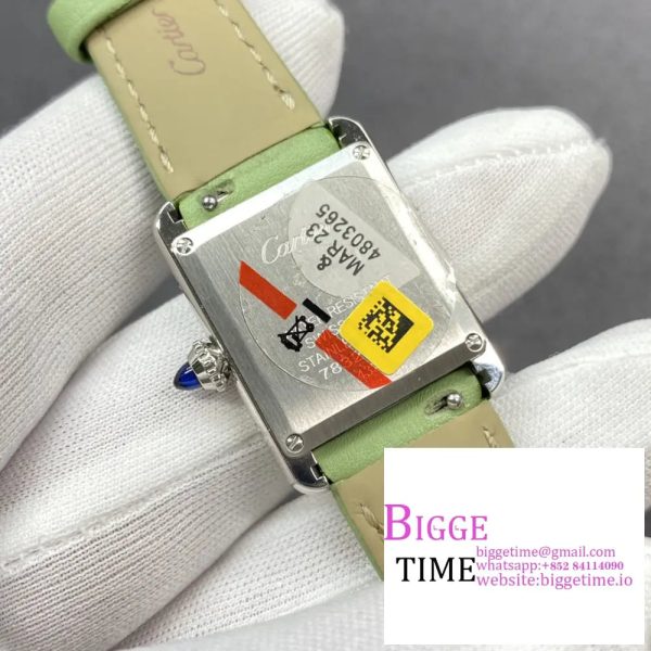 Cartier Tank Must Small K11F 1:1 Best Edition White Dial on Green Leather Strap Ronda Quartz V3 - Image 8