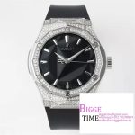 Classic Fusion 40mm All Diamond Bezel Black Dial Black Rubber Strap APSF A1110