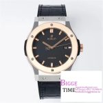 Classic Fusion 42mm RG Black Dial Black Leather Strap JJ+F A1110