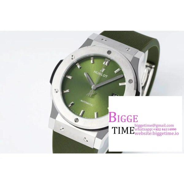 Classic Fusion 42mm SS JJ+F 1:1 Best Edition Green Dial on Green Rubber Strap A1110 - Image 3