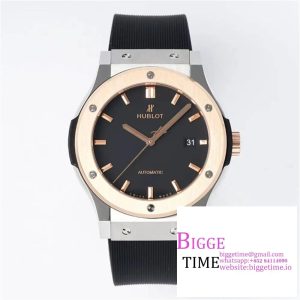 Classic Fusion 42mm SS/RG JJ+F 1:1 Best Edition Black Dial on Black Rubber Strap A1110