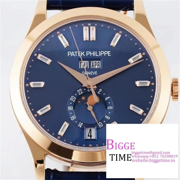 Complications Annual Calendar 38mm 5396 RG Blue Dial Diamond Marker Blue Leather Strap PPF A324SC