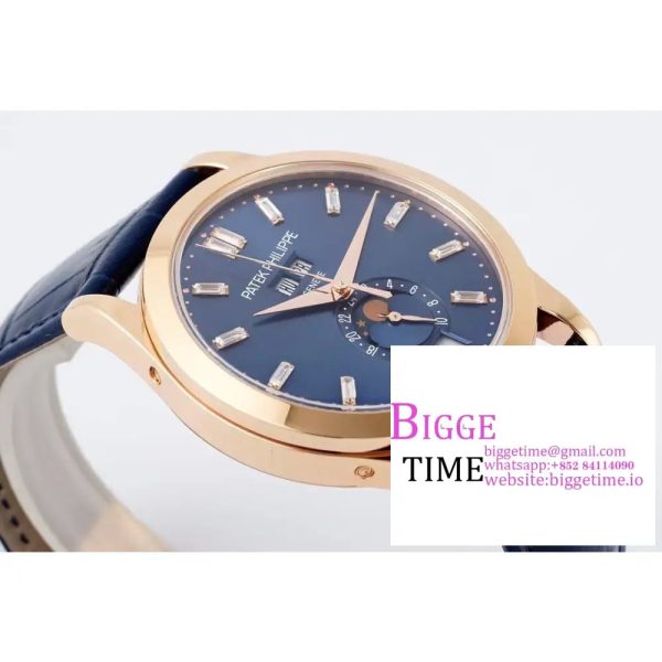 Complications Annual Calendar 38mm 5396 RG Blue Dial Diamond Marker Blue Leather Strap PPF A324SC - Image 6