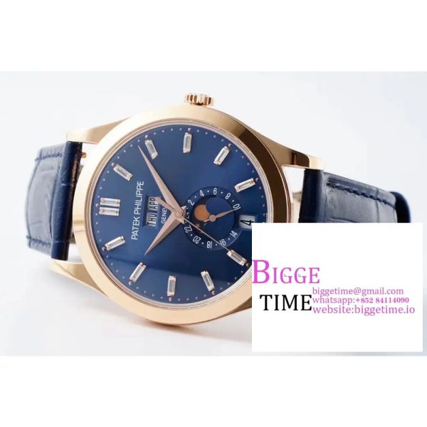 Complications Annual Calendar 38mm 5396 RG Blue Dial Diamond Marker Blue Leather Strap PPF A324SC - Image 5