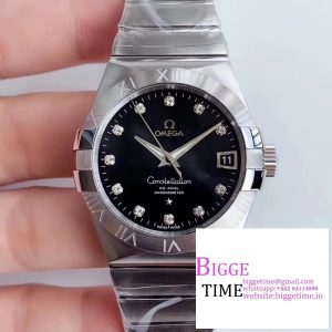 Constellation 38mm SS VSF 1:1 Best Edition Black Dial Diamonds Markers on SS Bracelet A8500