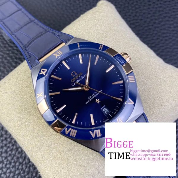 Constellation 41mm RG/SS Ceramic Blue Dial Blue Rubber Strap VSF A8900 - Image 4