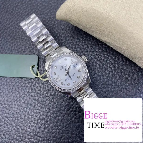 DateJust 28mm Ladies Diamond Bezel Silver Dial Roma Marker Jubilee Bracelet WF A2236 - Image 4