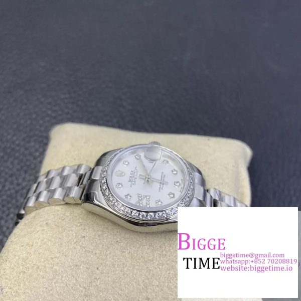 DateJust 28mm Ladies Diamond Bezel Silver Dial Roma Marker Jubilee Bracelet WF A2236 - Image 5