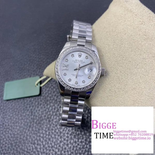 DateJust 28mm Ladies Diamond Bezel Silver Dial Roma Marker Jubilee Bracelet WF A2236 - Image 3
