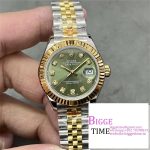 Datejust 28mm Ladies SS WF 1:1 Best Edition RG Bezel Green Dial With Diamonds Markers on SS Jubilee Bracelet A2236