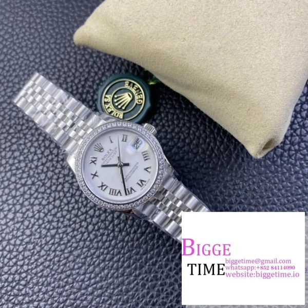 DateJust 31mm Ladies Diamond Bezel White Dial Roma Marker Jubilee Bracelet WF A2671 - Image 6