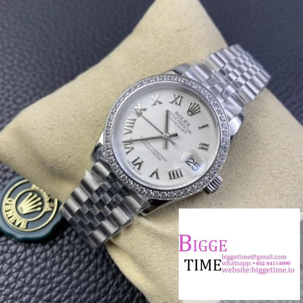 DateJust 31mm Ladies Diamond Bezel White Dial Roma Marker Jubilee Bracelet WF A2671 - Image 3