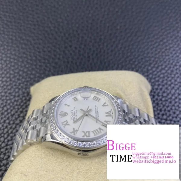 DateJust 31mm Ladies Diamond Bezel White Dial Roma Marker Jubilee Bracelet WF A2671 - Image 4