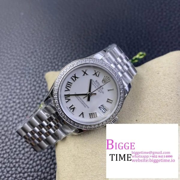 DateJust 31mm Ladies Diamond Bezel White Dial Roma Marker Jubilee Bracelet WF A2671 - Image 7