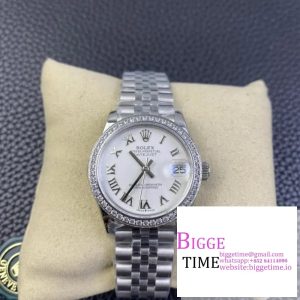 DateJust 31mm Ladies Diamond Bezel White Dial Roma Marker Jubilee Bracelet WF A2671