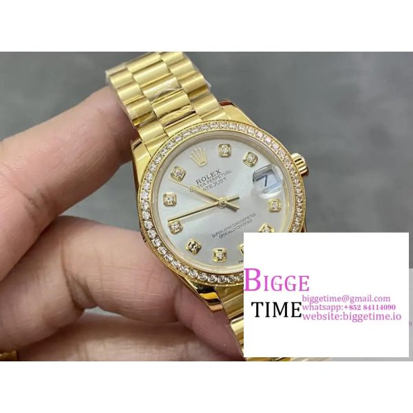 DateJust 31mm Ladies Diamond Bezel YG Silver Dial Diamond Marker Jubilee Bracelet WF A2671 - Image 4
