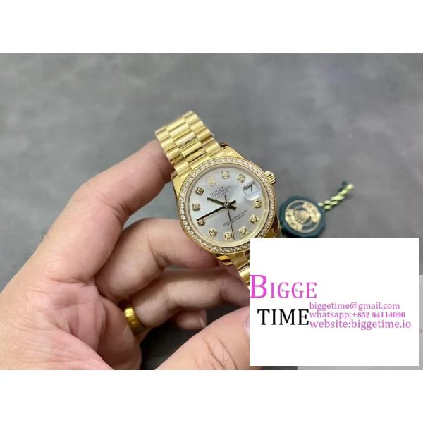 DateJust 31mm Ladies Diamond Bezel YG Silver Dial Diamond Marker Jubilee Bracelet WF A2671 - Image 2