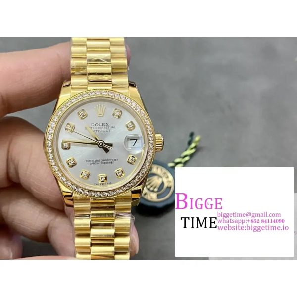 DateJust 31mm Ladies Diamond Bezel YG Silver Dial Diamond Marker Jubilee Bracelet WF A2671 - Image 3