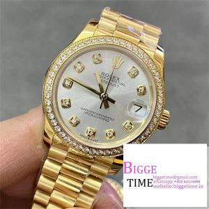 DateJust 31mm Ladies Diamond Bezel YG Silver Dial Diamond Marker Jubilee Bracelet WF A2671