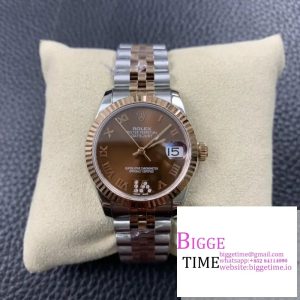 DateJust 31mm Ladies RG/SS Brown Dial Diamond Roma Marker RG/SS Jubilee Bracelet BPF A2671