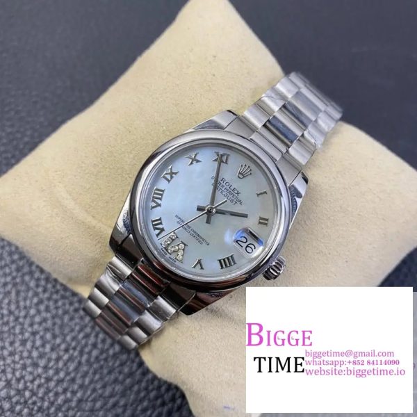 DateJust 31mm Ladies Smooth Bezel MOP Diamond Roma Marker Oyster Bracelet BPF A2671 - Image 6
