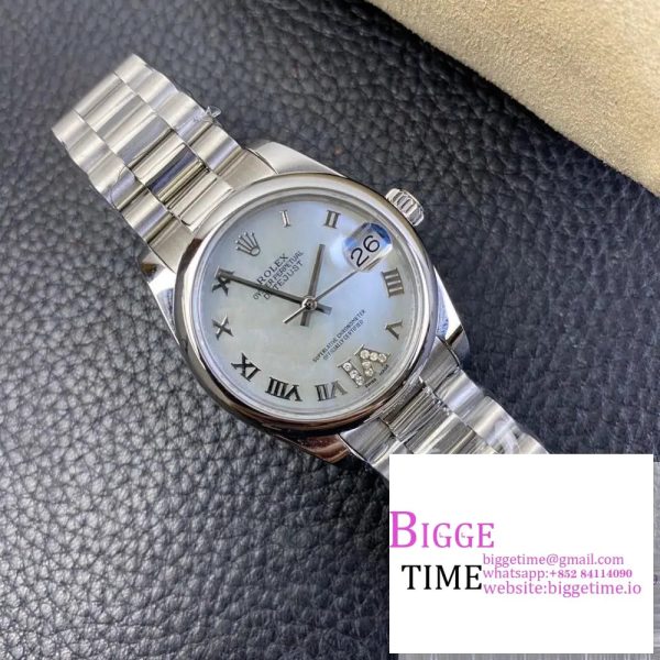 DateJust 31mm Ladies Smooth Bezel MOP Diamond Roma Marker Oyster Bracelet BPF A2671 - Image 4
