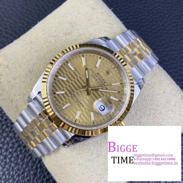 DateJust 36mm Fluted Bezel Gold Motif Dial YG/SS Jubilee Bracelet VSF VS3235 - Image 6