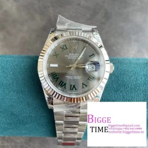 DateJust 41 126334 VSF 1:1 Best Edition 904L Steel Wimbledon Dial Green Roman on SS Jubilee Bracelet VS3235