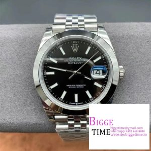 DateJust 41MM 126300 Noob 1:1 Best Edition Polished Bezel Black Dial Stick Markers on SS Jubilee Bracelet A3235