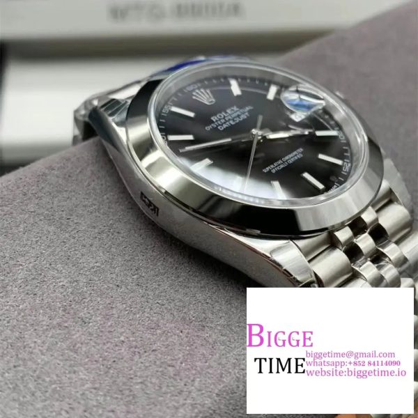 DateJust 41MM 126300 Noob 1:1 Best Edition Polished Bezel Black Dial Stick Markers on SS Jubilee Bracelet A3235 - Image 2
