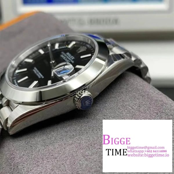 DateJust 41MM 126300 Noob 1:1 Best Edition Polished Bezel Black Dial Stick Markers on SS Jubilee Bracelet A3235 - Image 3