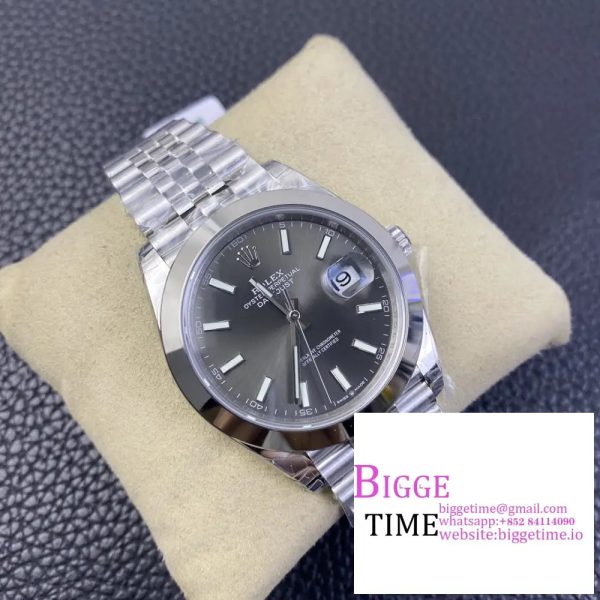DateJust 41MM 126300 Noob 1:1 Best Edition Polished Bezel Gray Dial Stick Markers on SS Jubilee Bracelet A3235 - Image 5